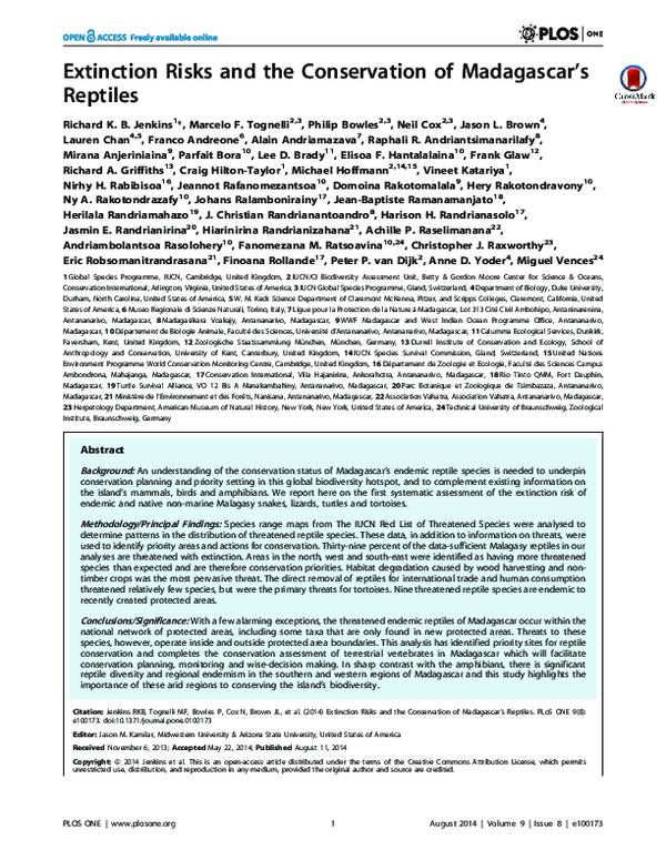 (PDF) Extinction Risks and the Conservation of Madagascar's Reptiles