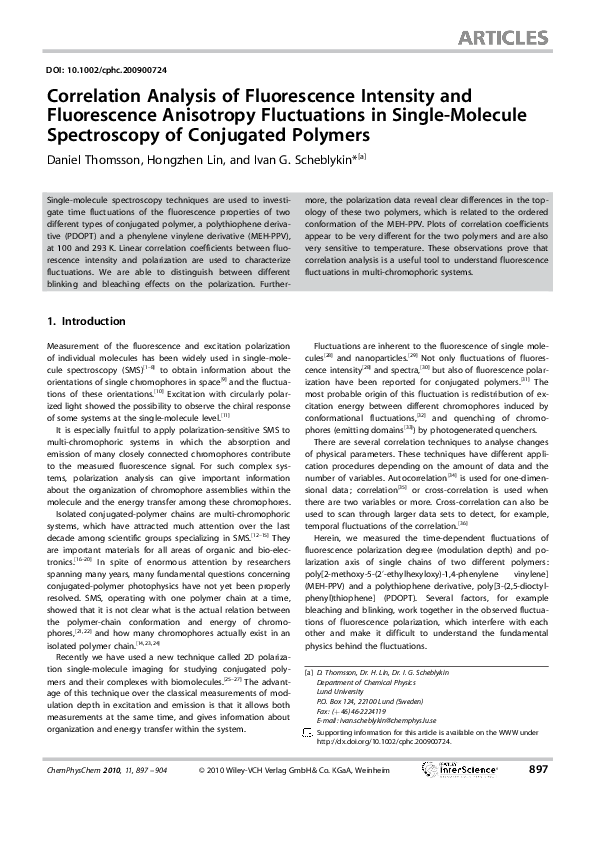(PDF) Correlation Analysis of Fluorescence Intensity and Fluorescence ...