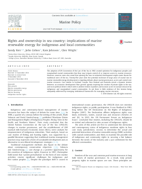 (PDF) Rights and ownership in sea country: implications of marine ...
