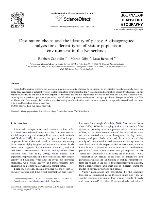 (PDF) Destination choice and the identity of places: A disaggregated ...