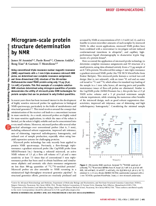 (PDF) Microgram-scale protein structure determination by NMR