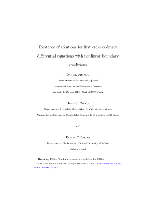 (PDF) Existence of solutions for first order ordinary differential ...