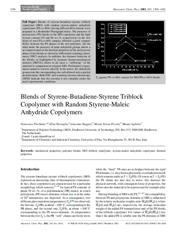 (PDF) Blends of styrene-butadiene-styrene triblock copolymer with ...