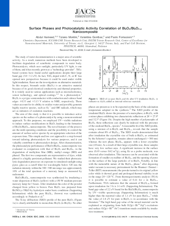 (PDF) Surface Phases and Photocatalytic Activity Correlation of Bi 2 O ...