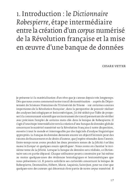 (PDF) Cesare Vetter Dictionnaire Robespierre Introduction