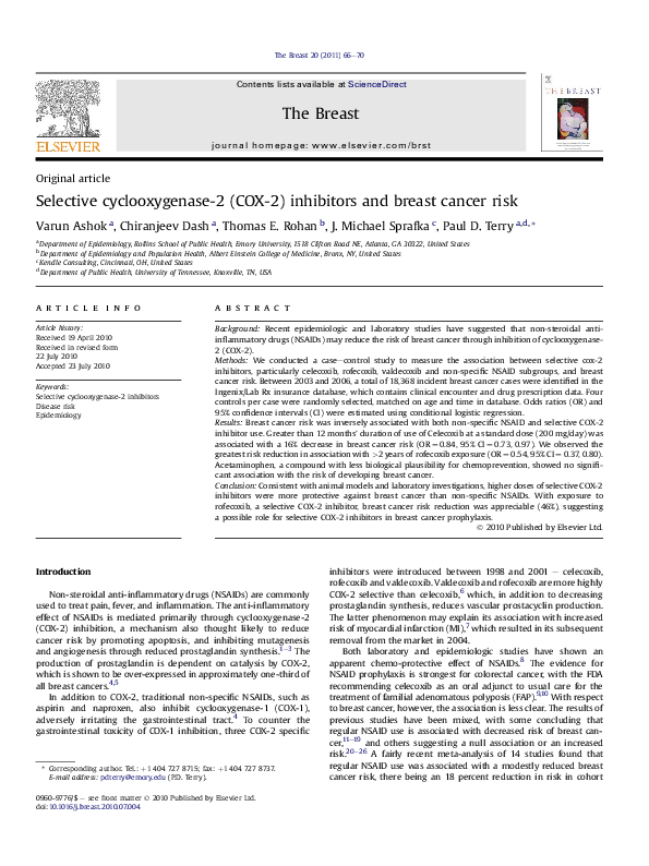 (PDF) Selective cyclooxygenase-2 (COX-2) inhibitors and breast cancer risk