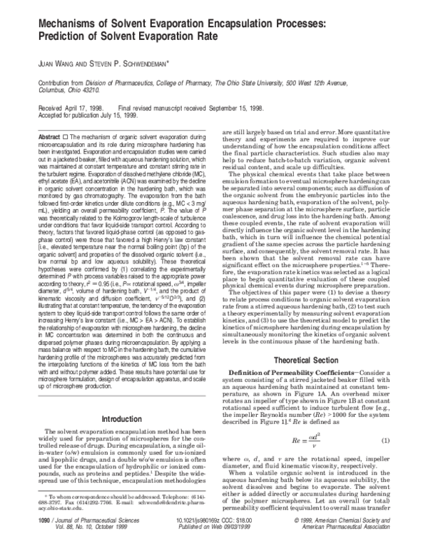 (PDF) Mechanisms of solvent evaporation encapsulation processes