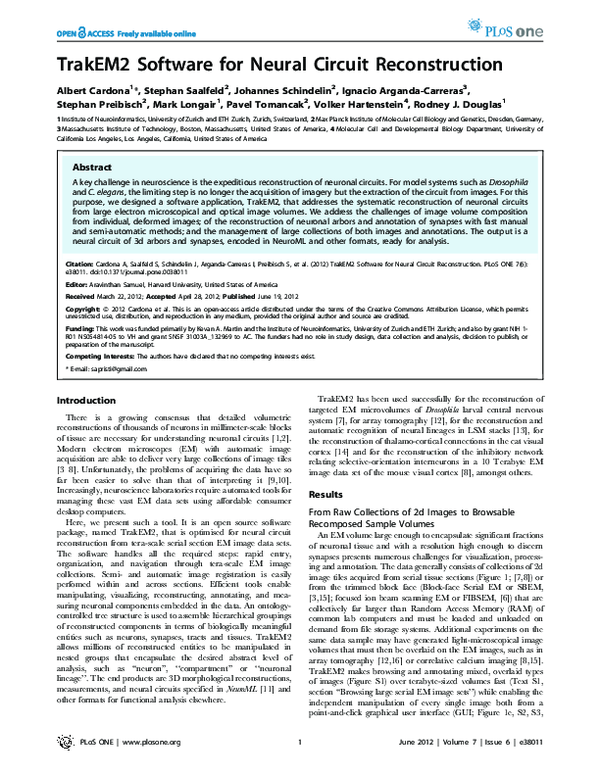 (PDF) TrakEM2 Software for Neural Circuit Reconstruction