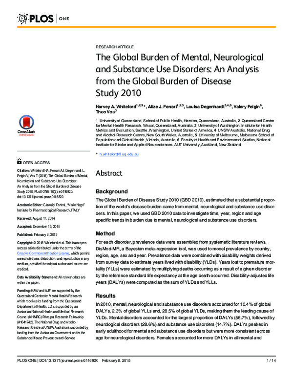 (PDF) The Global Burden of Mental, Neurological and Substance Use ...