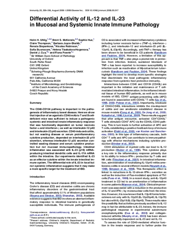 (PDF) Differential Activity of IL-12 and IL-23 in Mucosal and Systemic ...