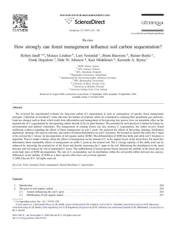 (PDF) How strongly can forest management influence soil carbon ...