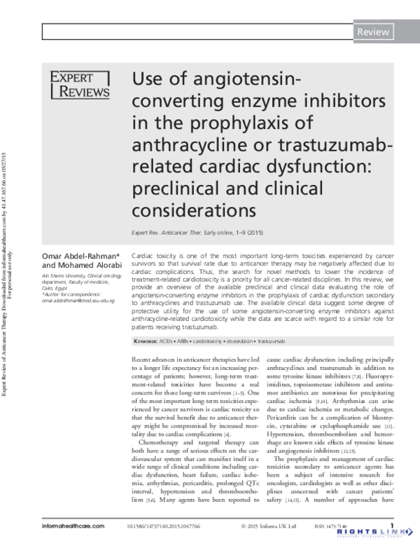 (PDF) Use of Angiotensin-Converting Enzyme Inhibitors in Heart Failure ...