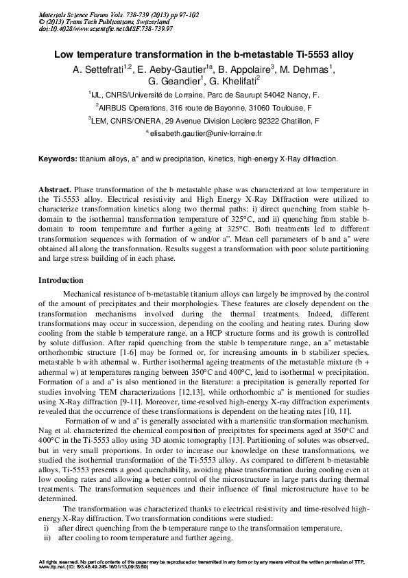 (PDF) Low Temperature Transformations in β-Metastable Ti 5553 Titanium ...