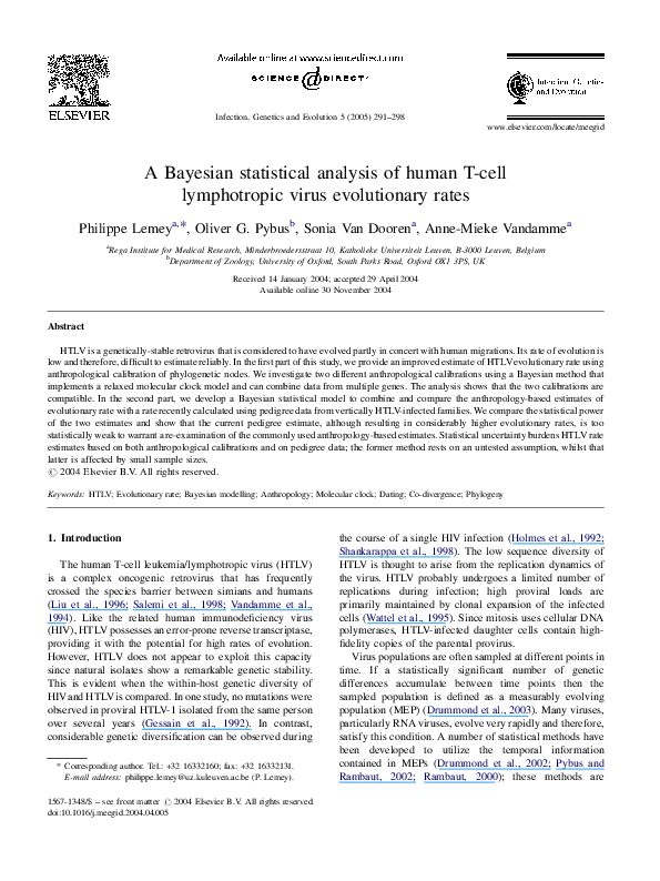 pdf a bayesian statistical analysis of human t cell lymphotropic