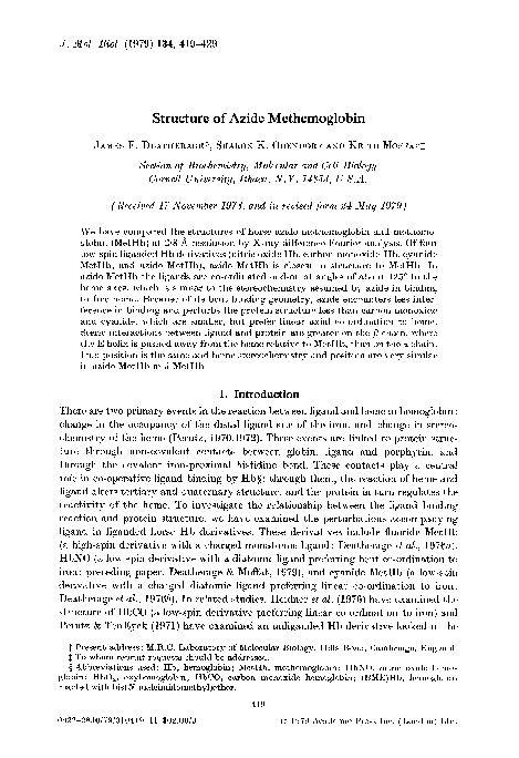 (PDF) Structure of azide methemoglobin
