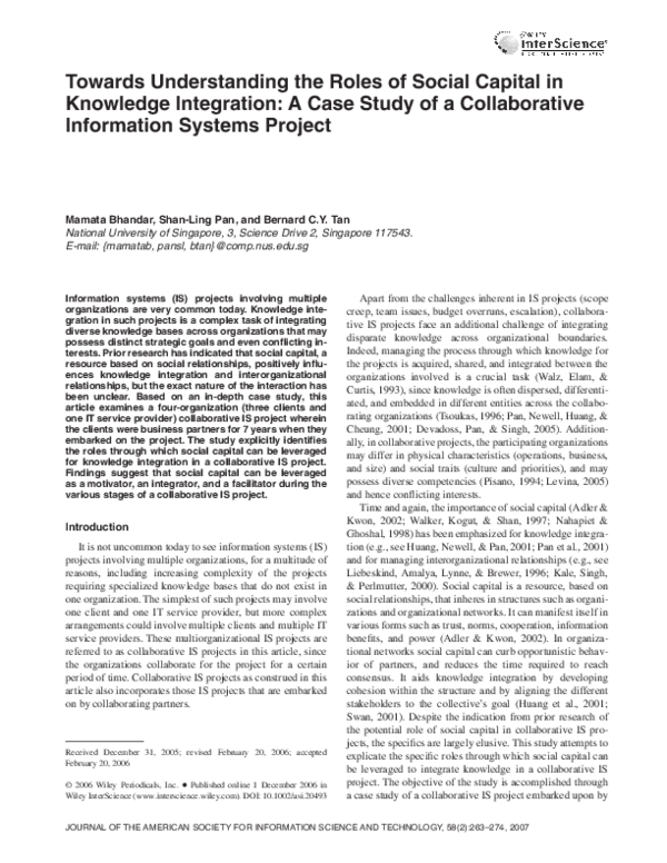 (PDF) Towards understanding the roles of social capital in knowledge ...