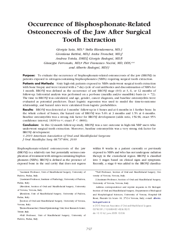 (PDF) Occurrence of Bisphosphonate-Related Osteonecrosis of the Jaw ...