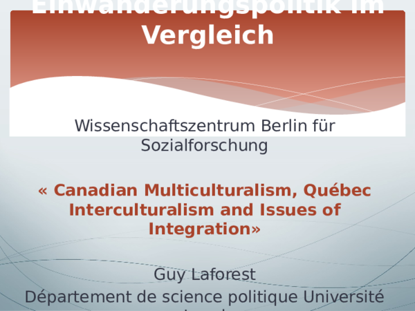 (PPT) Multiculturalism, Interculturalism and Issues of Integration