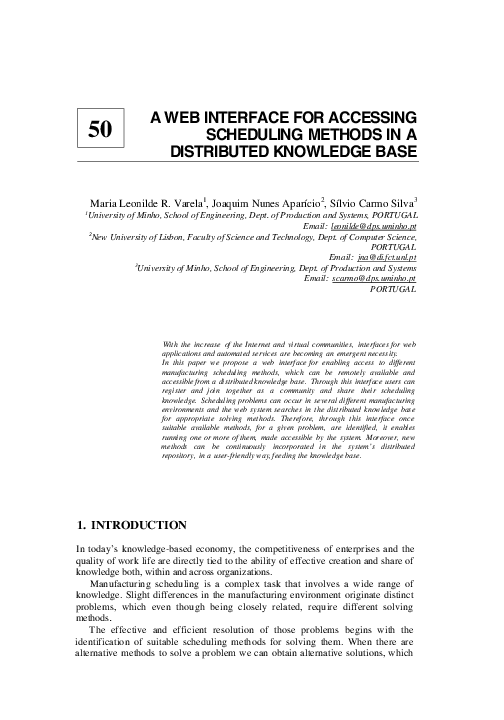 (PDF) A Web Interface for Accessing Scheduling Methods in a Distributed ...