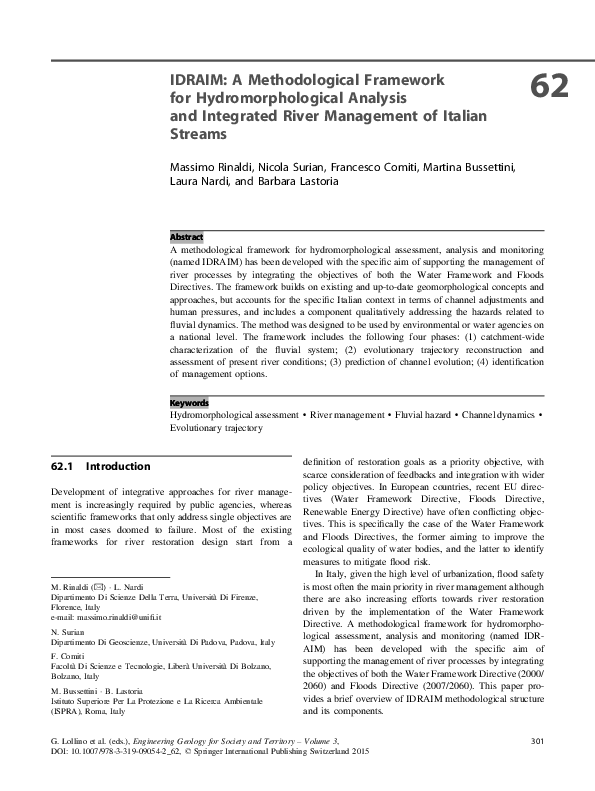 (PDF) IDRAIM: A Methodological Framework for Hydromorphological ...