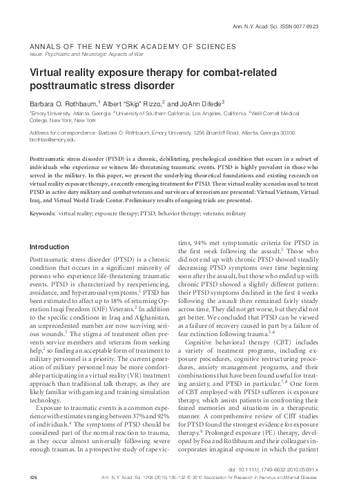 (PDF) Virtual Reality Exposure Therapy for CombatRelated Posttraumatic