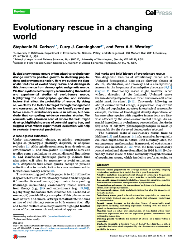 (PDF) Evolutionary rescue in a changing world