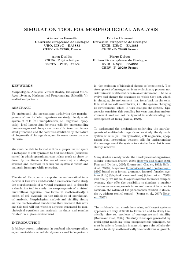 (PDF) Simulation tool for morphological analysis