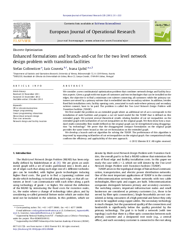 (PDF) Enhanced formulations and branch-and-cut for the two level ...