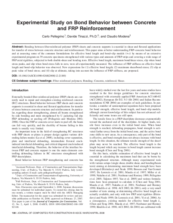 (PDF) Experimental Study on Bond Behavior between Concrete and FRP ...