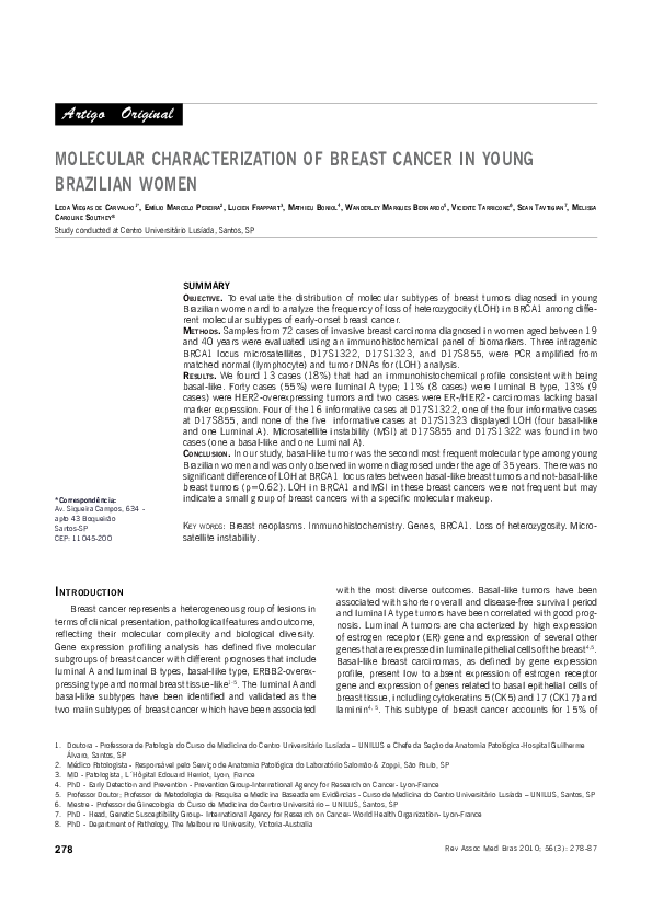 (PDF) Molecular characterization of breast cancer in young Brazilian women