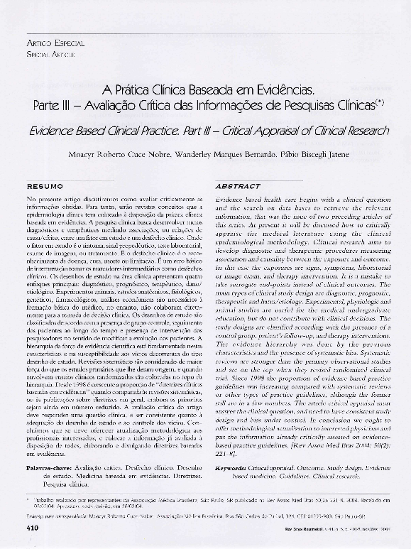 (PDF) Evidence based clinical practice: part III- Critical appraisal of ...