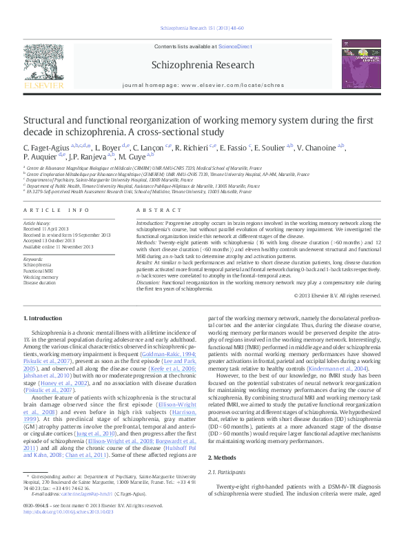 (PDF) Structural and functional reorganization of working memory system ...