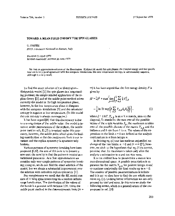  pdf toward a mean field theory for spin glasses
