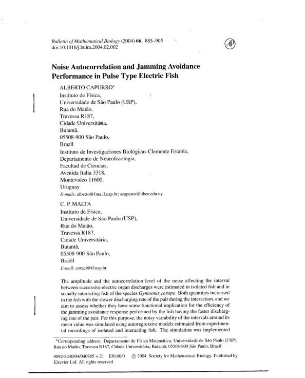 (PDF) Noise autocorrelation and jamming avoidance performance in pulse