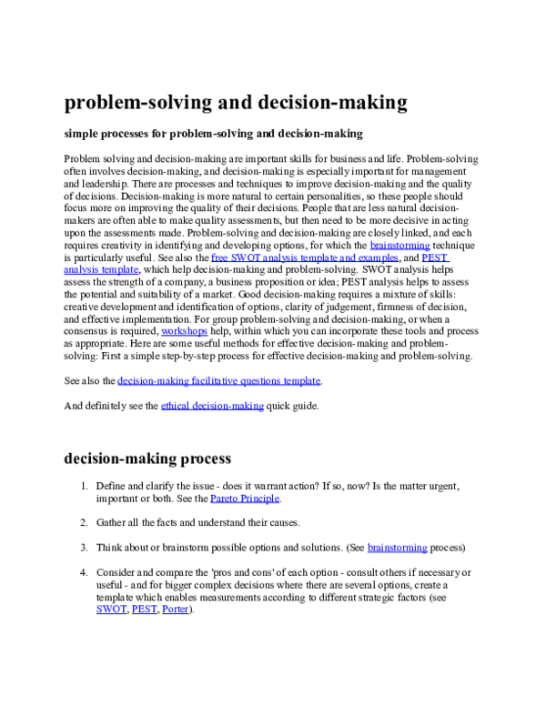 (DOC) problem-solving and decision-making simple processes for problem ...