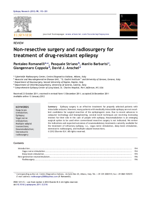 (PDF) Non-resective surgery and radiosurgery for treatment of drug ...