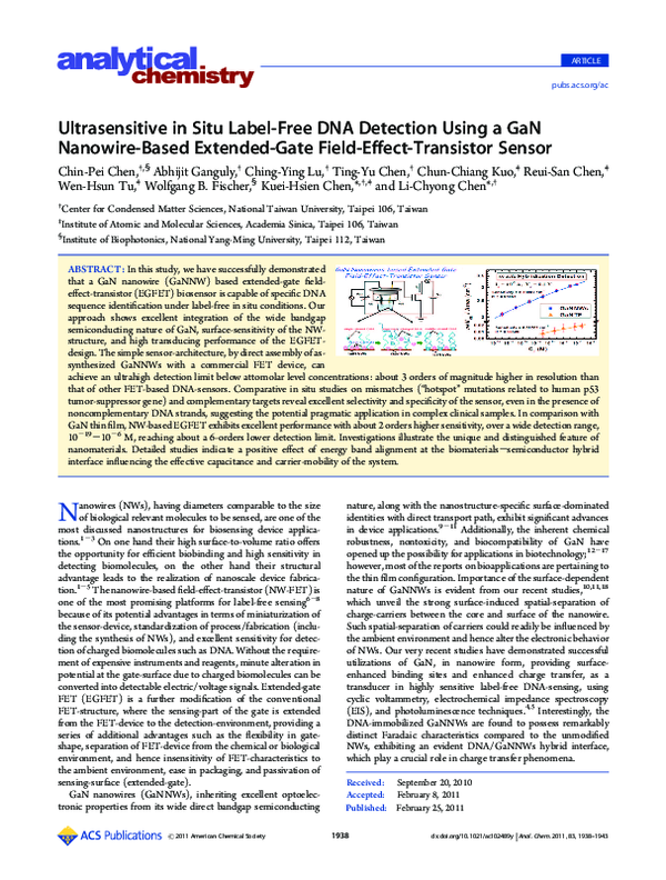 (PDF) Ultrasensitive in Situ Label-Free DNA Detection Using a GaN ...