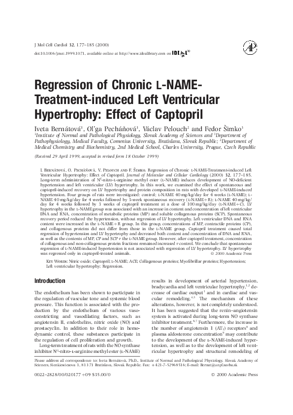 (PDF) Regression of Chronic -NAME-Treatment-induced Left Ventricular ...