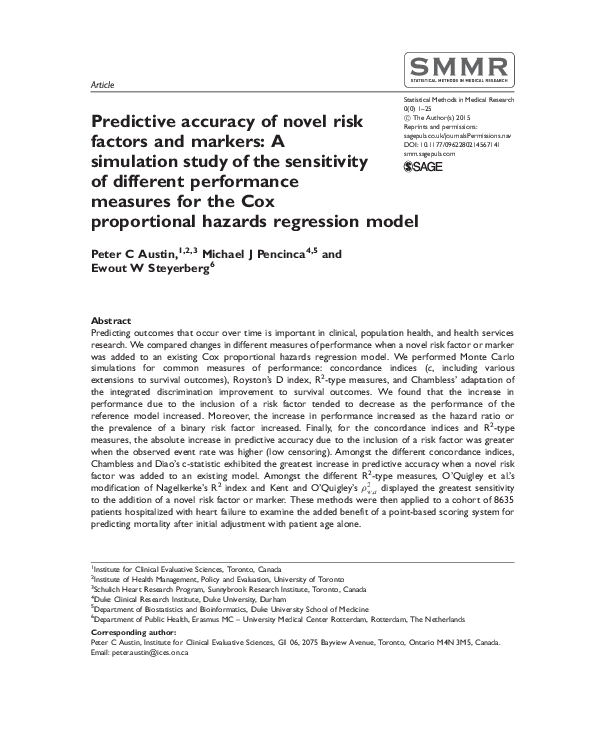 (PDF) Predictive accuracy of novel risk factors and markers: A ...