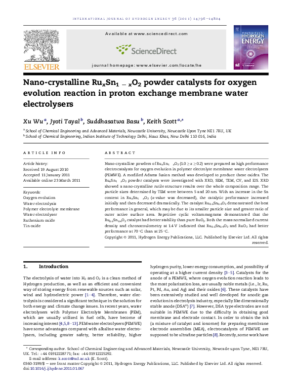 (PDF) Nano-crystalline RuxSn1−xO2 powder catalysts for oxygen evolution ...