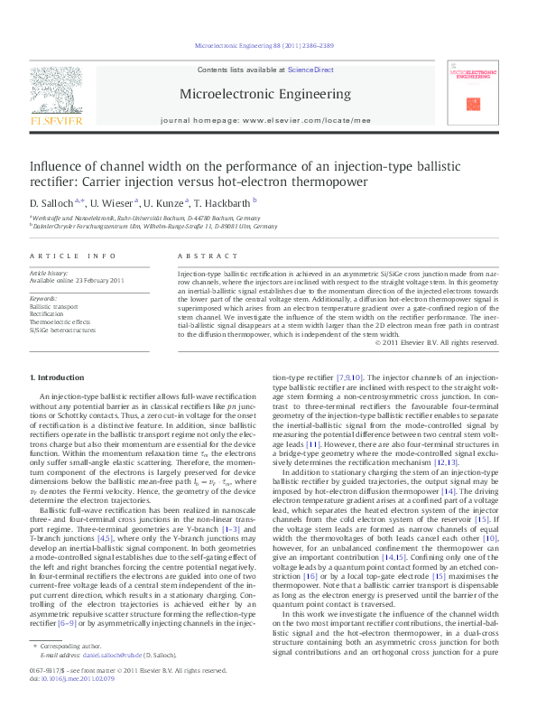 (PDF) Influence of channel width on the performance of an injection ...
