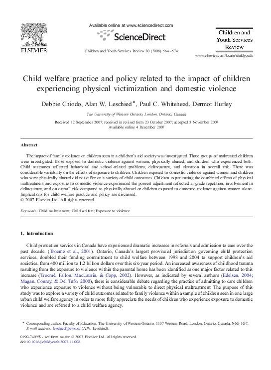 (PDF) Child welfare practice and policy related to the impact of ...
