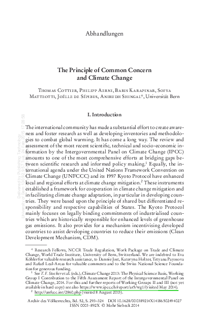 The Principle of Common Concern and Climate Change