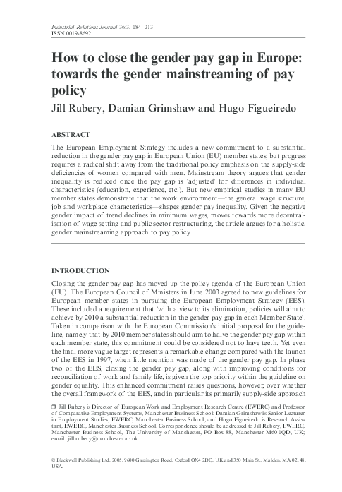 (PDF) How to close the gender pay gap in Europe: towards the gender ...