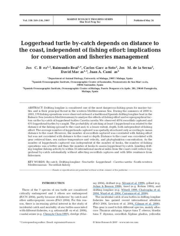 (PDF) Loggerhead turtle by-catch depends on distance to the coast ...