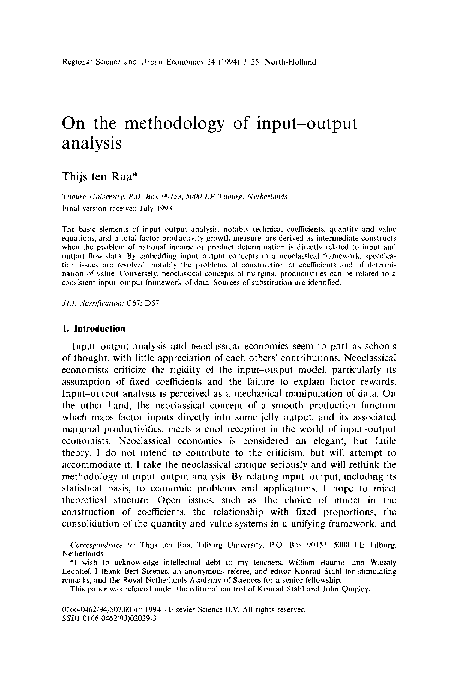 (PDF) On the methodology of input-output analysis
