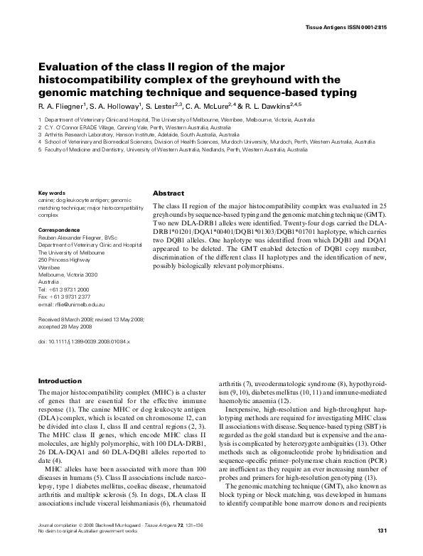  pdf evaluation of the class ii region of the major histocompatibility