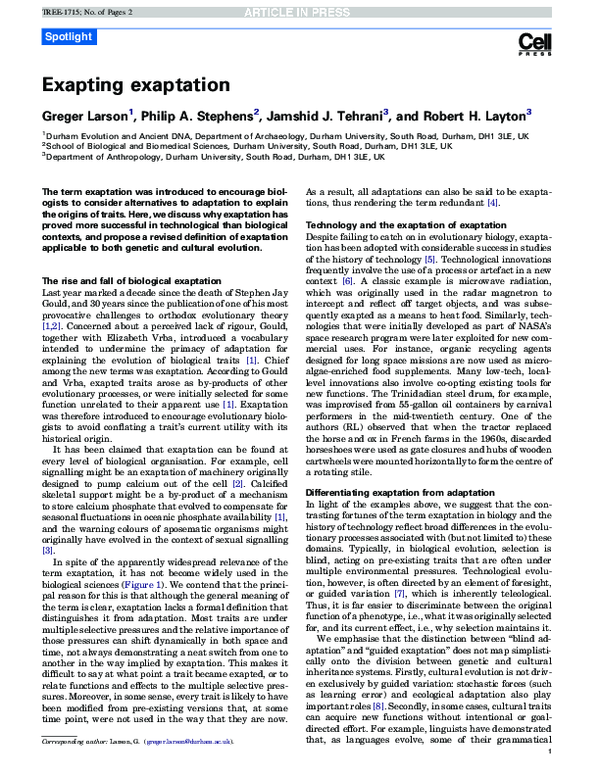 (PDF) Exapting exaptation