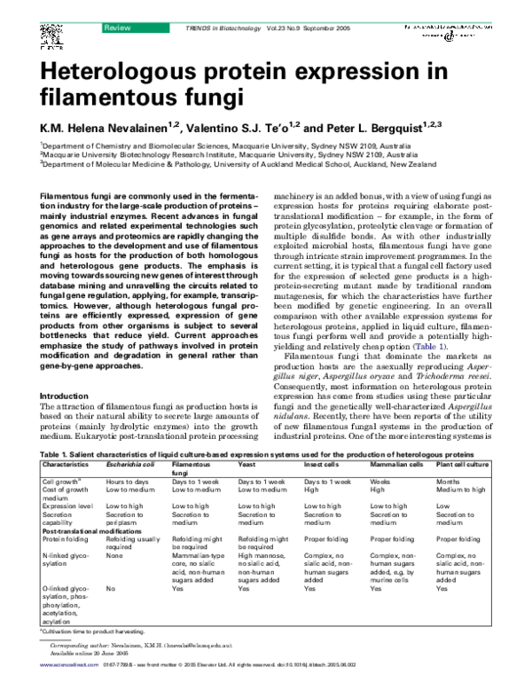 (PDF) Heterologous protein expression in filamentous fungi Helena