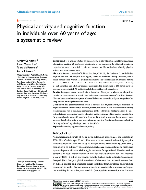 (PDF) Physical activity and cognitive function in individuals over 60 ...